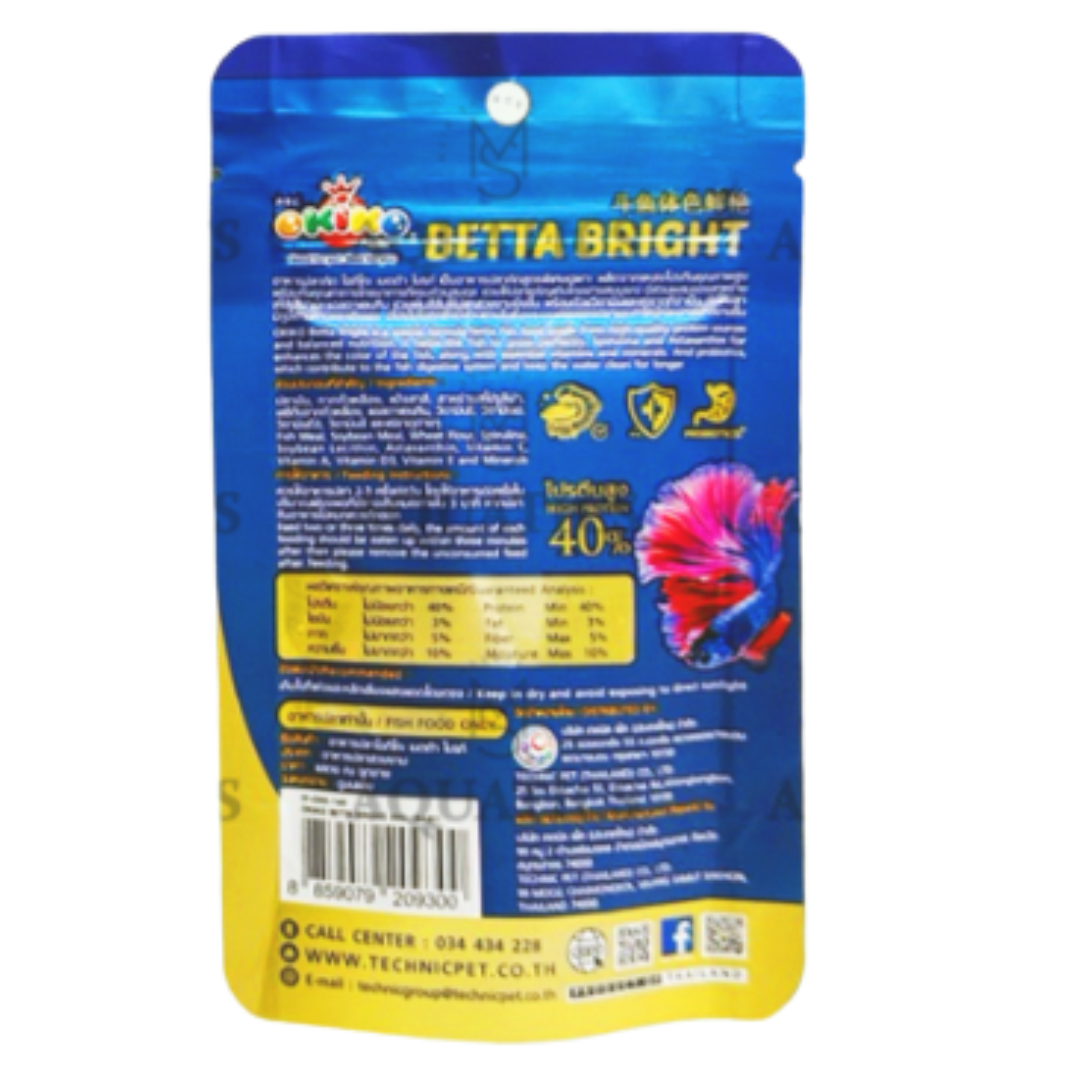 MS AQUATICS 20g OKIKO BETTA BRIGHT BETTA FOOD FOR ALL KINDS OF BETTA SUPERCOLOR FISH FOOD