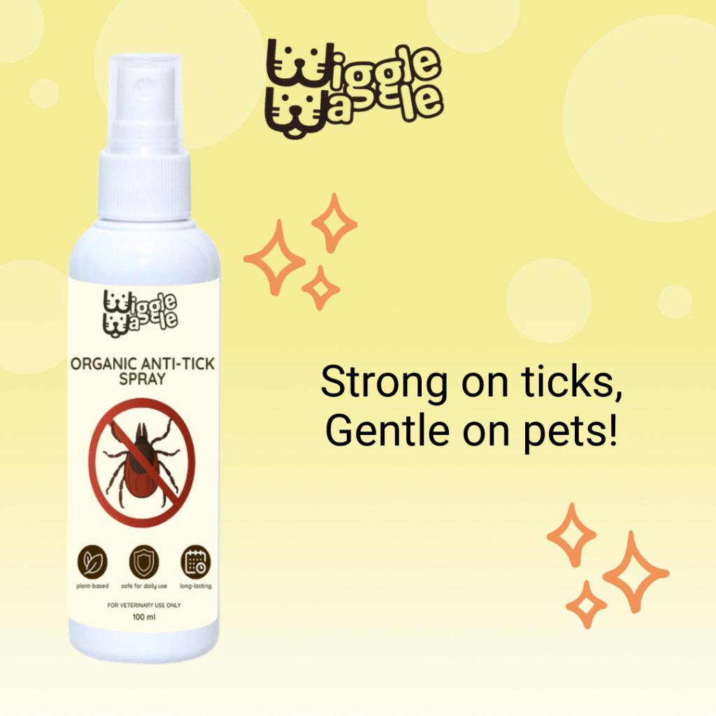 Wiggle Waggle Organic Anti-Tick Spray for Cats & Dogs – 100ml | Natural Flea & Tick Protection