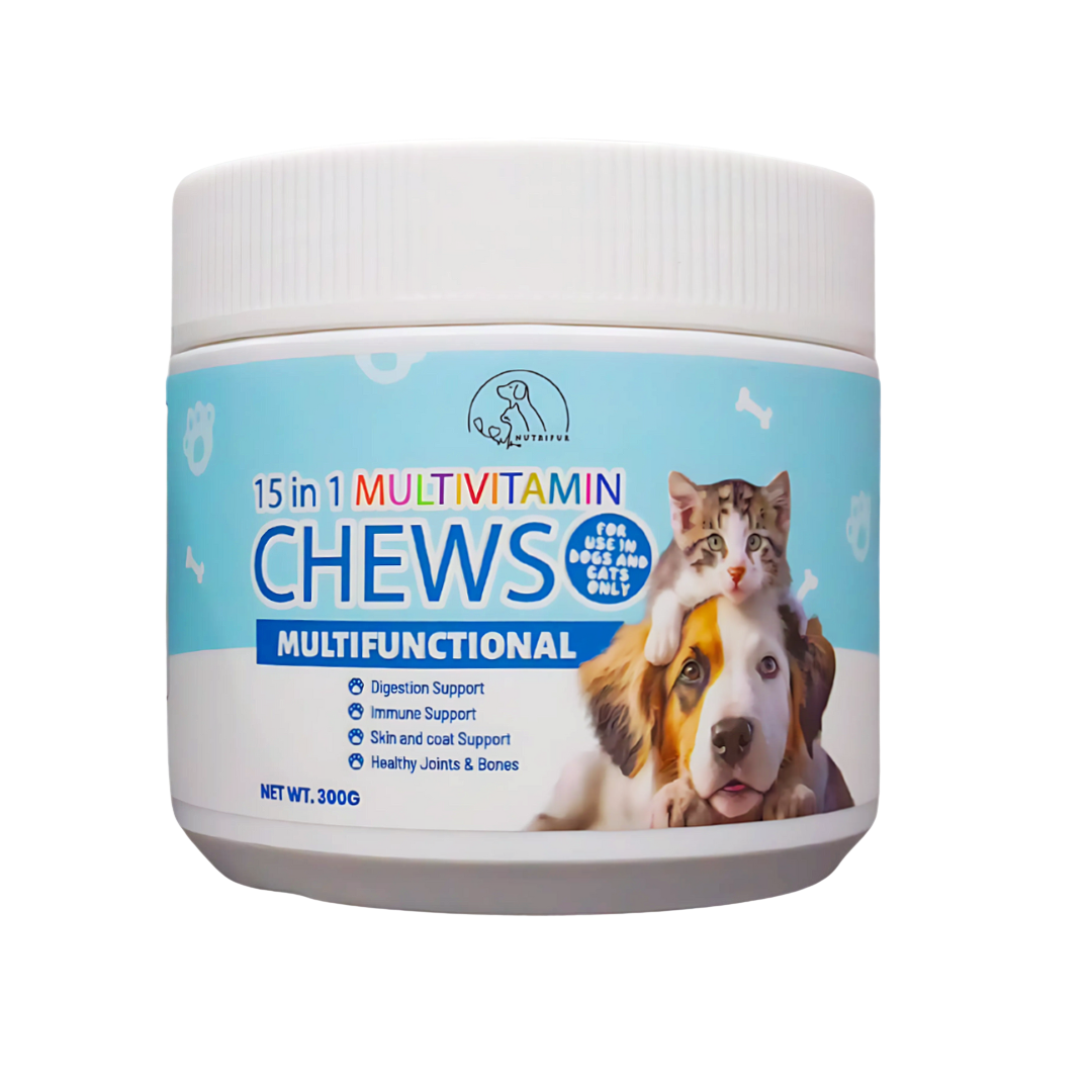 Nutrifur 15in1 Multivitamin Chews for Dogs - Supports Immune System, Joint Health, Skin & Coat, Digestion 300g