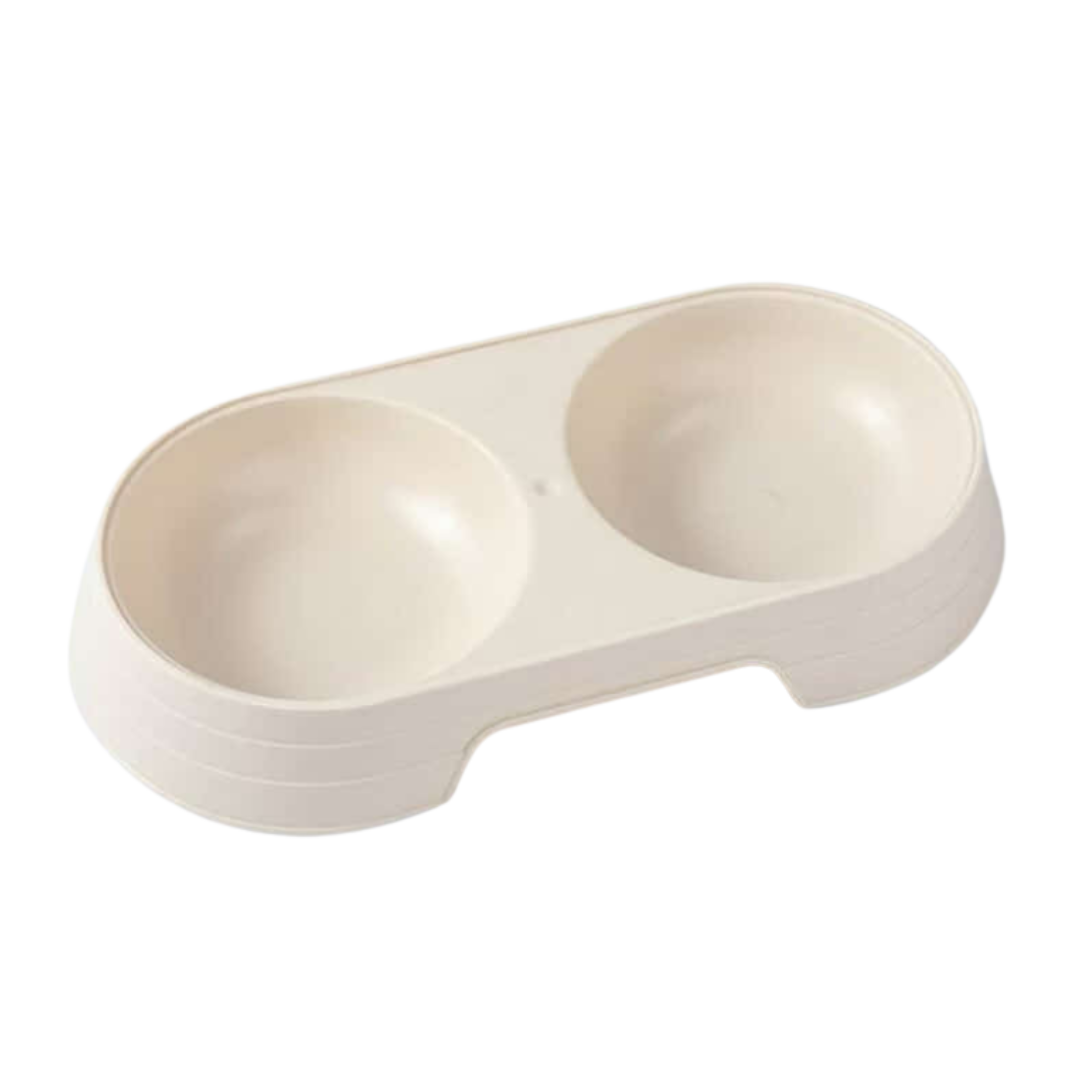 Pet Plastic Bowl Colorful (Double): Durable, Stylish, and Easy to Clean (Random Color)