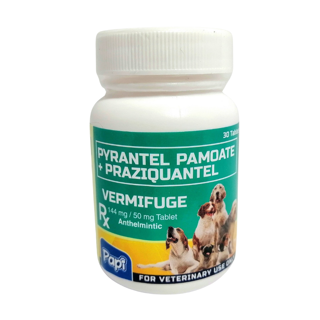 Vermifuge Anthelmintic Dewormer Pyrantel Pamoate + Praziquantel (30 Tablets) For Dogs