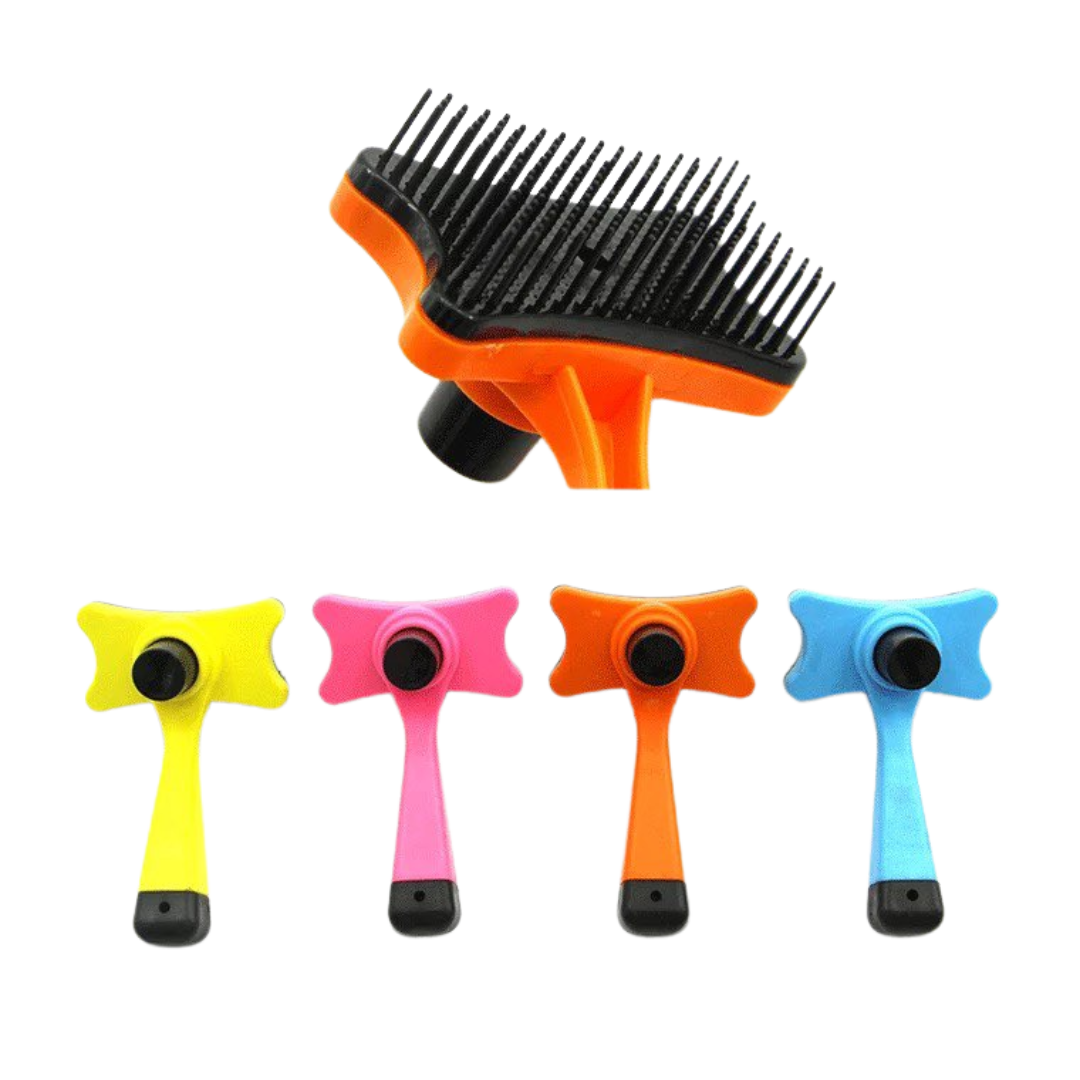 Pet Hair Automatic Removal Comb plastic automatic hair brush pet supplies (Random Color)