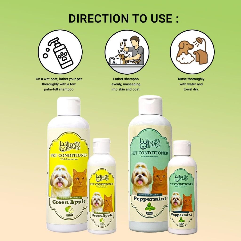 Wiggle Waggle Pet Conditioner w/ Moisturizer (Green Apple or Peppermint)250ml or 100ml