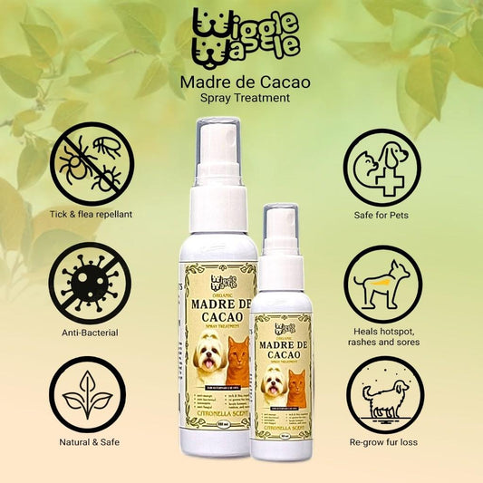 Wiggle Waggle Organic Madre de Cacao Spray Treatment - Anti-mange Antiseptic,Anti-itch,