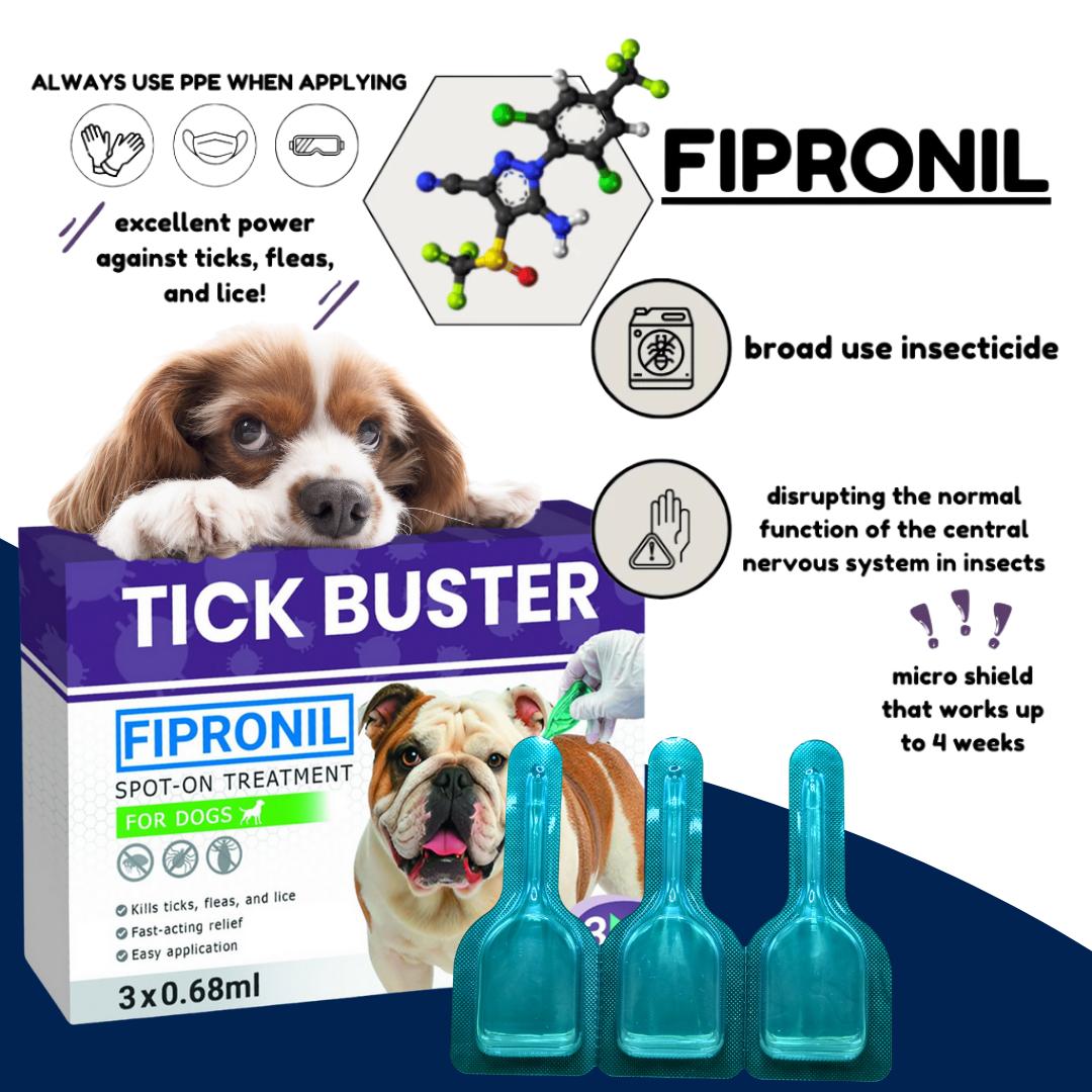 Tick Buster Spot On for Dogs – Flea & Tick Treatment, 30-Day Protection, Dosage Based on Weight