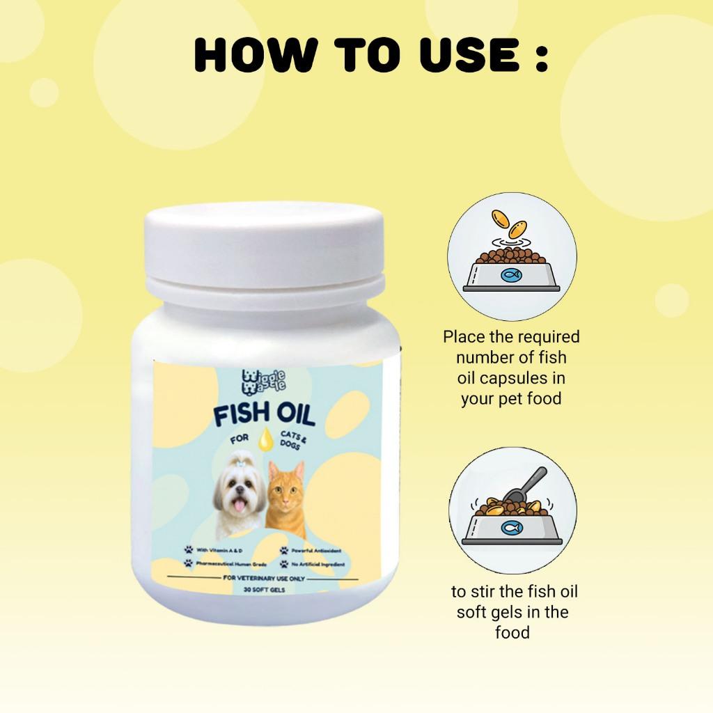 Wiggle Waggle Fish oil Softgels for Cats & Dogs – 30pcs | Omega-3 Skin, Coat & Joint Support