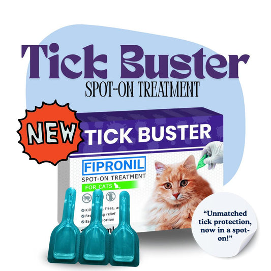 Tick Buster Spot On for Cats – 3pcs x 0.5ml, Flea & Tick Treatment, For Cats 8 Weeks+, Over 1.5lbs, 30-Day Protection
