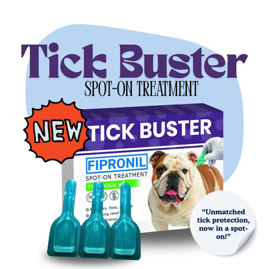 Tick Buster Spot On for Dogs – Flea & Tick Treatment, 30-Day Protection, Dosage Based on Weight