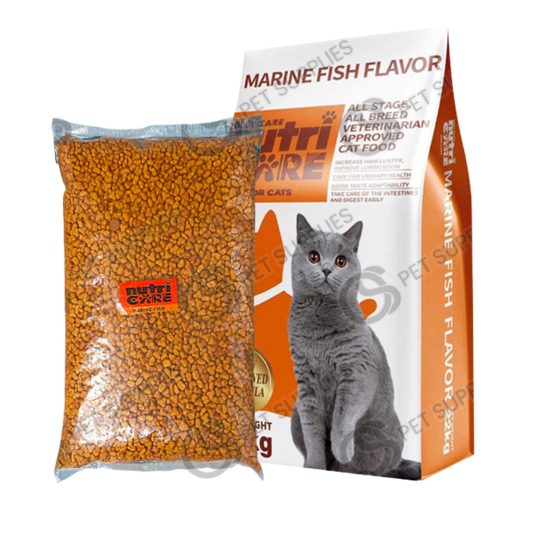 Nutricare Cat Dry Food For All Stages Tuna, Marine Fish, Tuna and Sardines (500g Repacked)