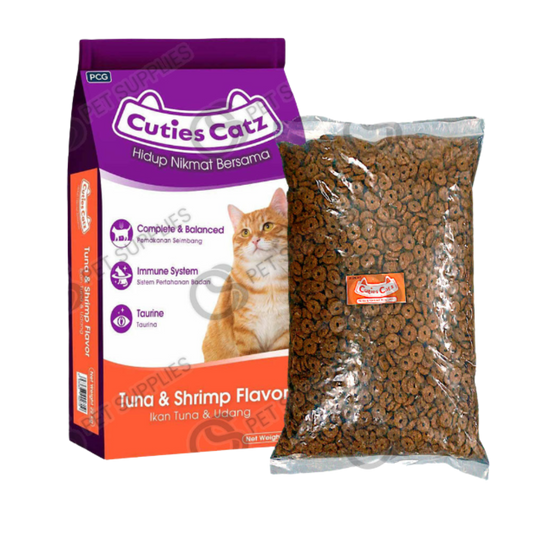 (1kG Repacked) Cuties Catz Dry Cat Food Tuna & Shrimp, Seafood and Tuna