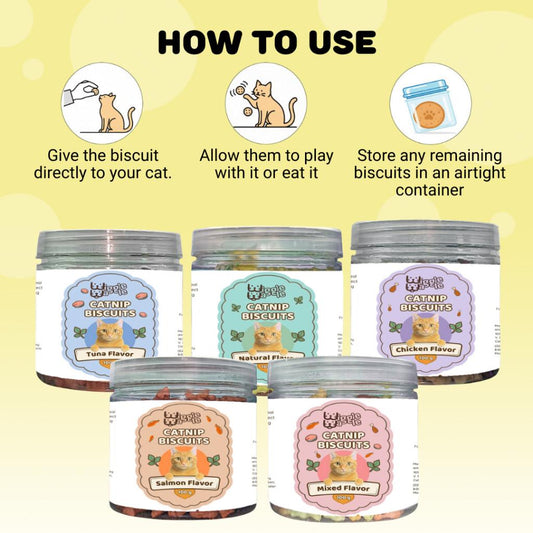 Wiggle Waggle Catnip Biscuits for Cats – 100g | Calming & Nutritious Treats