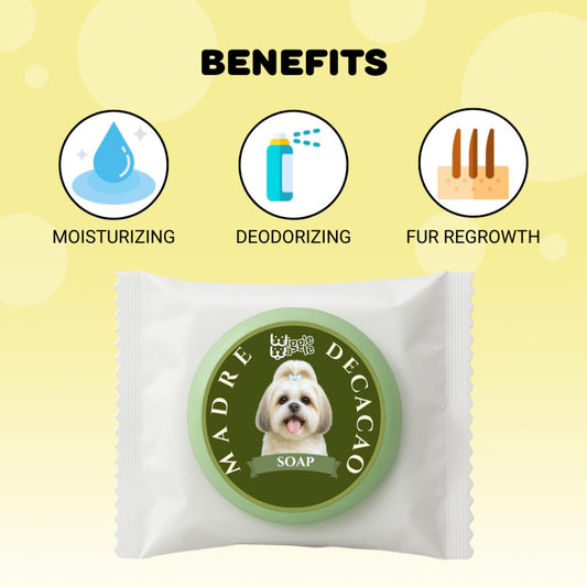 Wiggle Waggle Madre de Cacao Round Soap for Cats & Dogs – 30g | Natural Anti-Mange & Skin Car