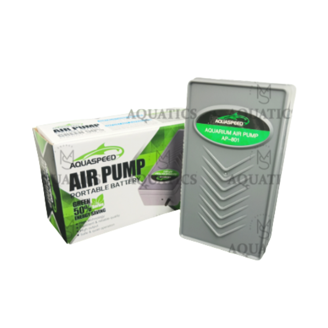 MS AQUATICS Aquaspeed Air Pump Portable Battery (AP-801) 2x1.5V   Energy Saving Aquarium Emergency Air Pump