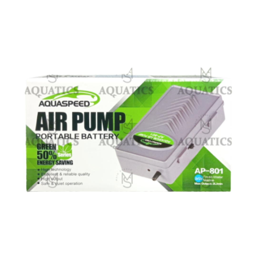 MS AQUATICS Aquaspeed Air Pump Portable Battery (AP-801) 2x1.5V   Energy Saving Aquarium Emergency Air Pump