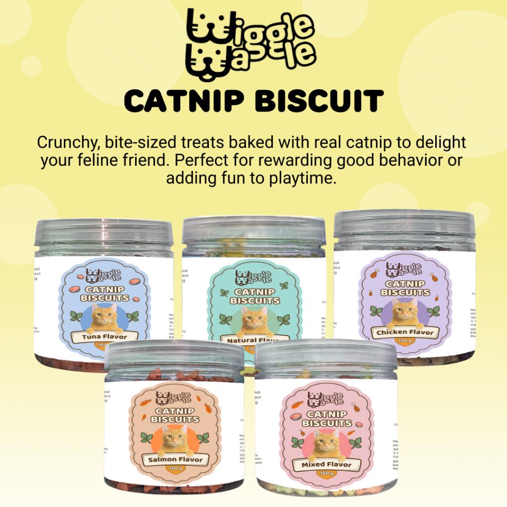 Wiggle Waggle Catnip Biscuits for Cats – 100g | Calming & Nutritious Treats