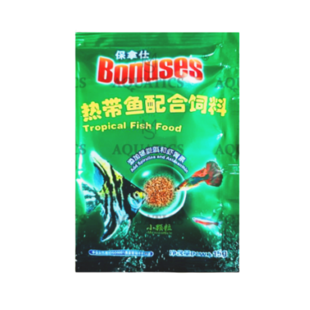 MS AQUATICS 15g BONUSES TROPICAL FISH FOOD WITH SPIRULINA AND ANTAXANTHIN