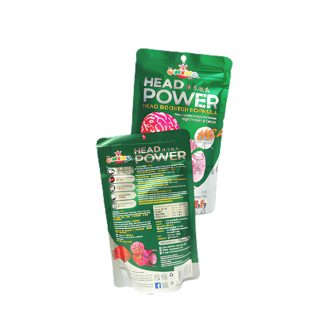 MS AQUATICS 100g OKIKO HEAD POWER (HEAD UP) FLOWERHORN FISH FOOD WITH HEAD BOOSTER FORMULA