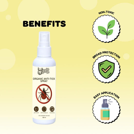 Wiggle Waggle Organic Anti-Tick Spray for Cats & Dogs – 100ml | Natural Flea & Tick Protection