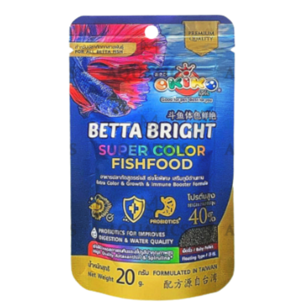 MS AQUATICS 20g OKIKO BETTA BRIGHT BETTA FOOD FOR ALL KINDS OF BETTA SUPERCOLOR FISH FOOD