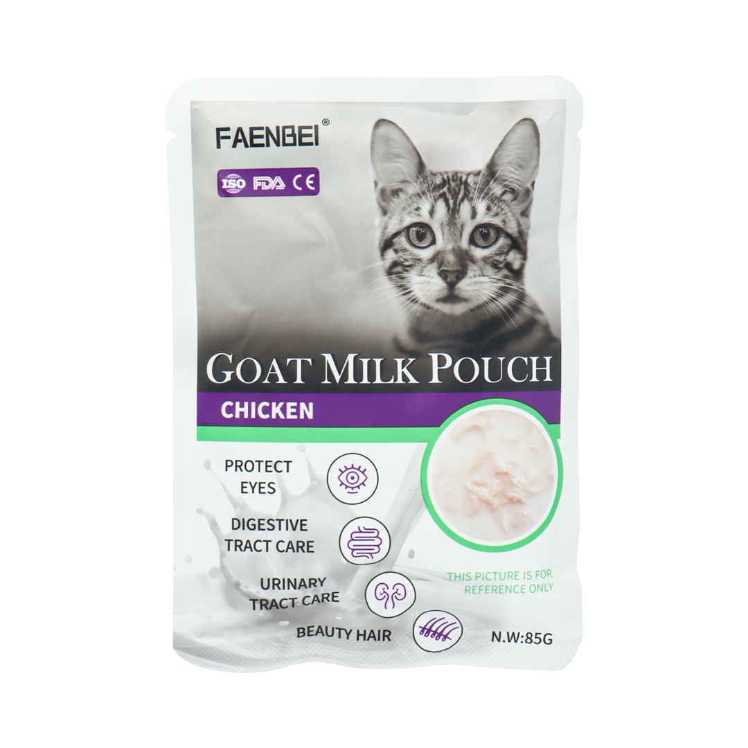 Faenbei Goat Milk Pouch 85g : A Nutritious Treat for Your Feline Friend (Chicken)
