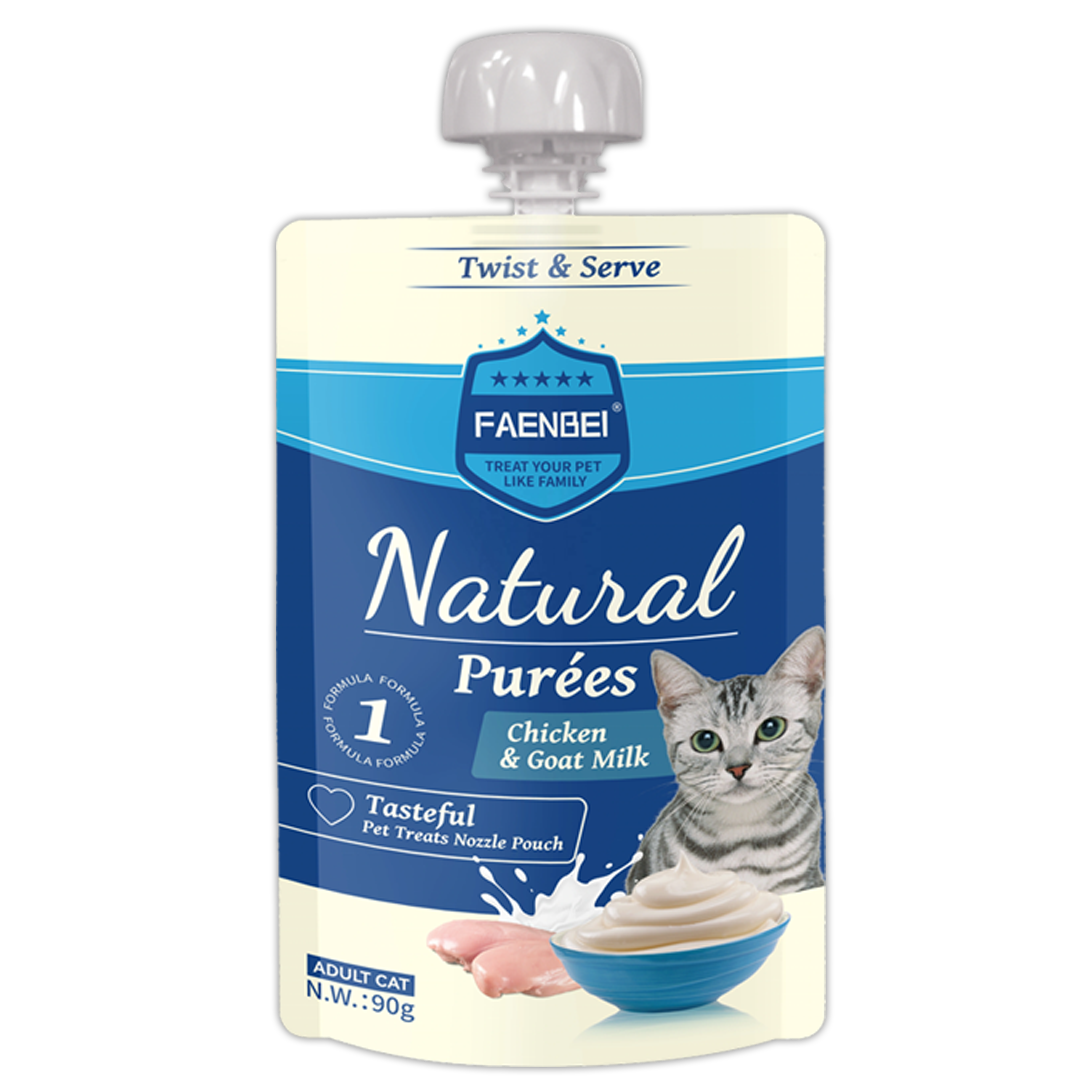 Faenbei Twist & Serve Natural Puree's 90g: A Purrfectly Balanced Meal (Chicken & Goat Milk)