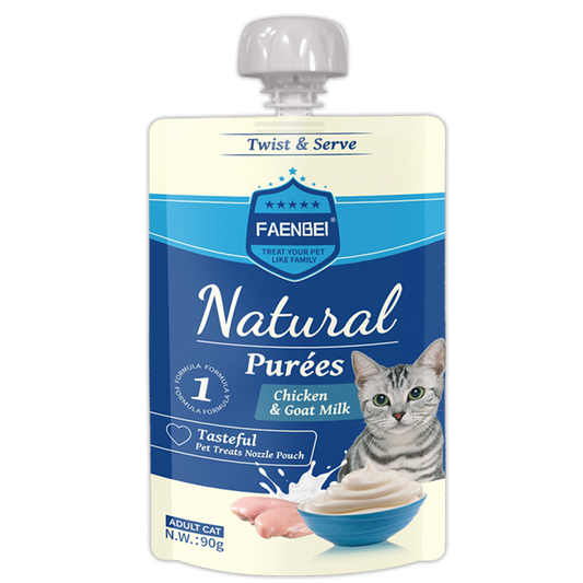 Faenbei Twist & Serve Natural Puree's 90g: A Purrfectly Balanced Meal (Chicken & Goat Milk)