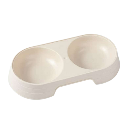 Pet Plastic Bowl Colorful (Double): Durable, Stylish, and Easy to Clean (Random Color)