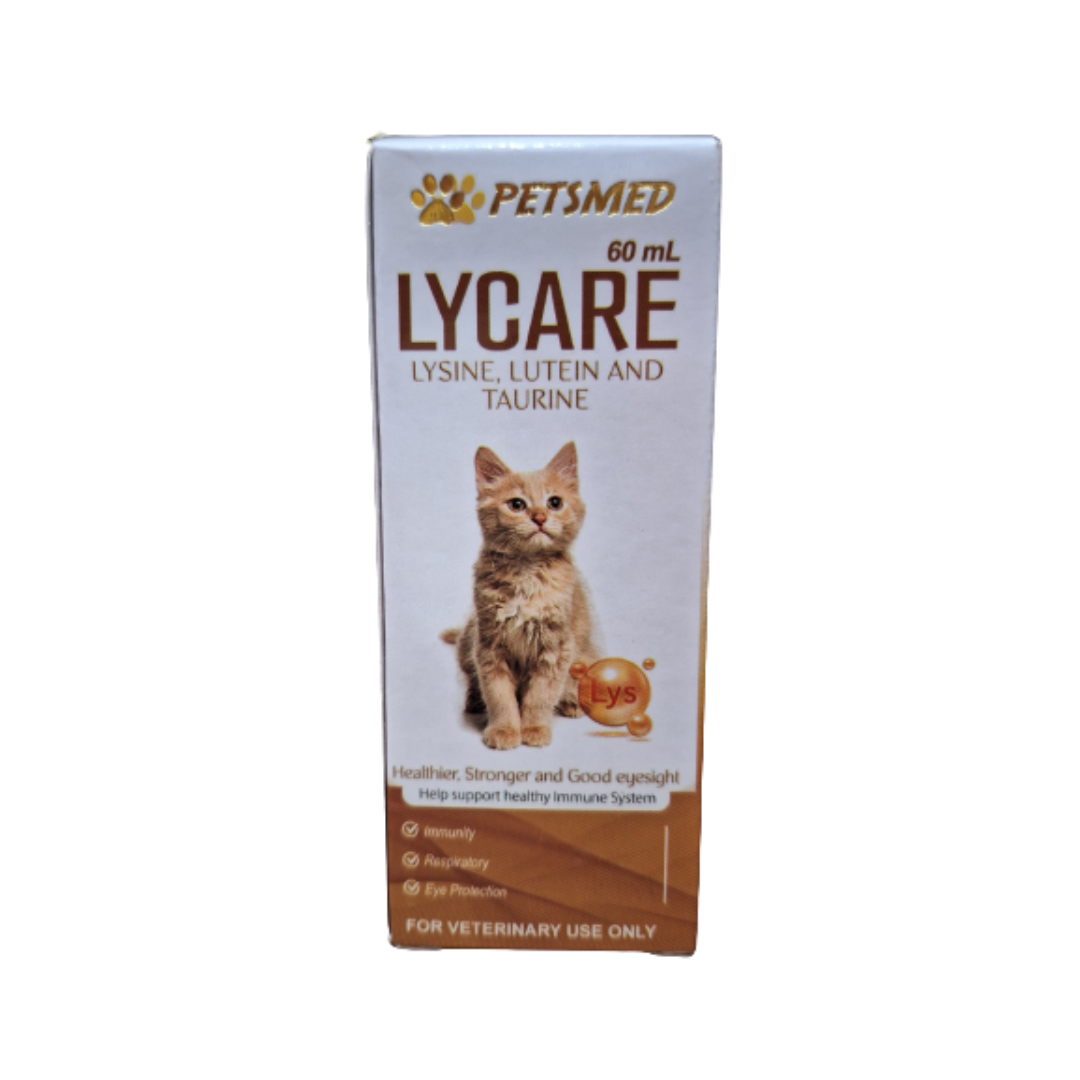 60mL Petsmed Lycare Lysine, Lutein and Taurine Immunity, Respiratory, Eye Protection For Cats
