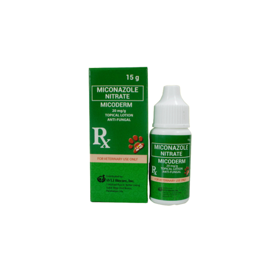 Micoderm Topical Lotion Anti-Fungal Miconazole Nitrate Ear and Skin Lotion 15g For Dogs and Cats
