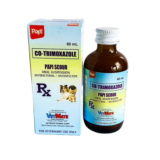 Papi Scour Anti – Bacterial and Anti – Infective Co – Trimoxazole 60mL For Dogs and Cats