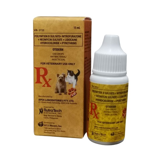 Otiderm Ear Drops Antibacterial and Insecticidal For Dogs and Cats 15mL