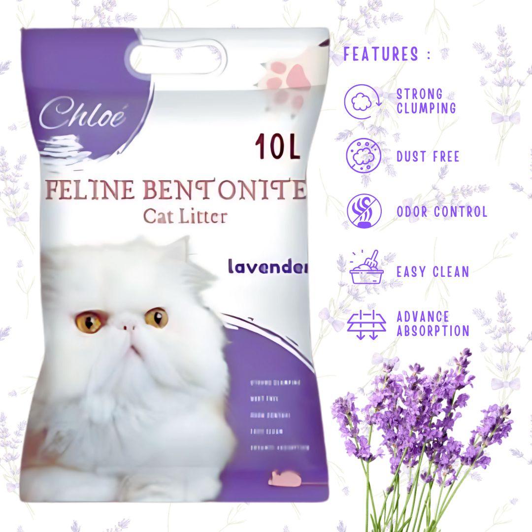 Chloe Feline Bentonite Cat Litter 10L/8kg Ultra Clumping Odor Control Dust-Free Premium Natural Safe for Cats