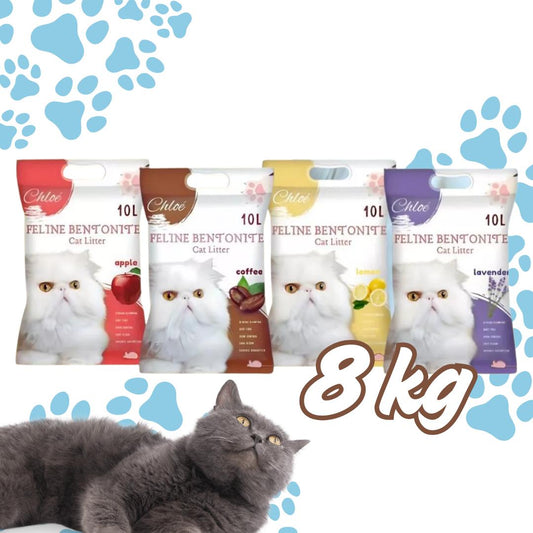 Chloe Feline Bentonite Cat Litter 10L/8kg Ultra Clumping Odor Control Dust-Free Premium Natural Safe for Cats
