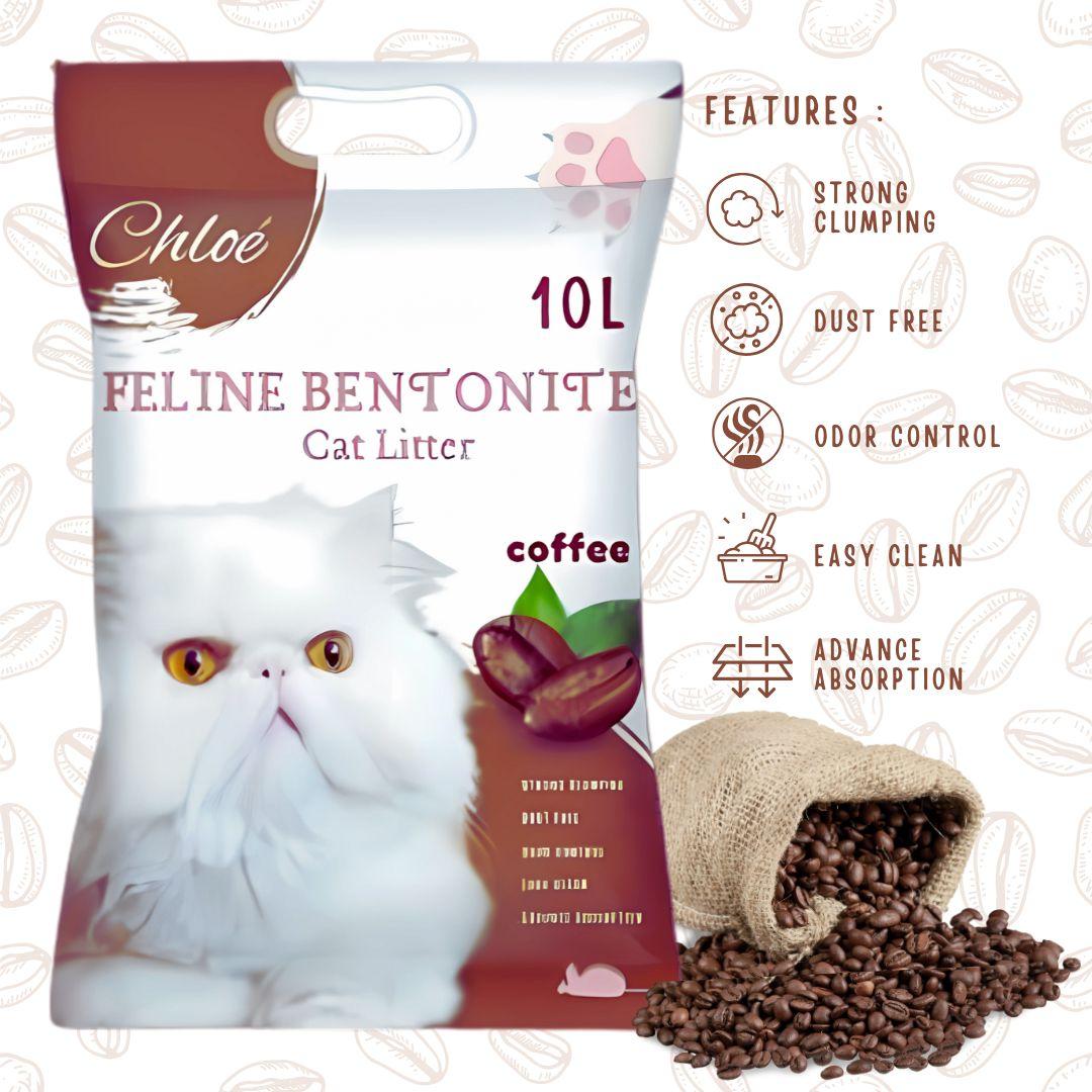 Chloe Feline Bentonite Cat Litter 10L/8kg Ultra Clumping Odor Control Dust-Free Premium Natural Safe for Cats